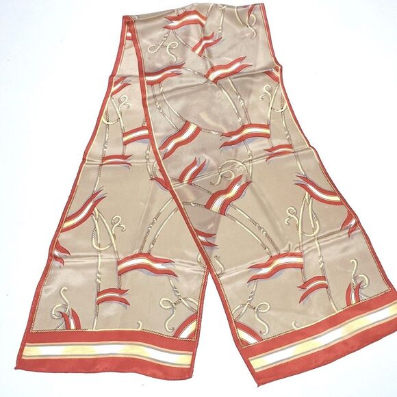 Accessories - Nautical Oblong‎ Scarf Burnt Orange Yellow Tan Flags Ropes